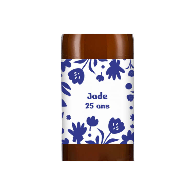 Bière personnalisée - Anniversaire Fleurs Bleues | La French Mousse