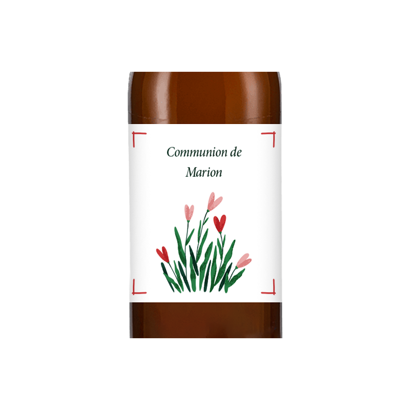 Bière personnalisée - Communion Cœurs Fleurs | La French Mousse