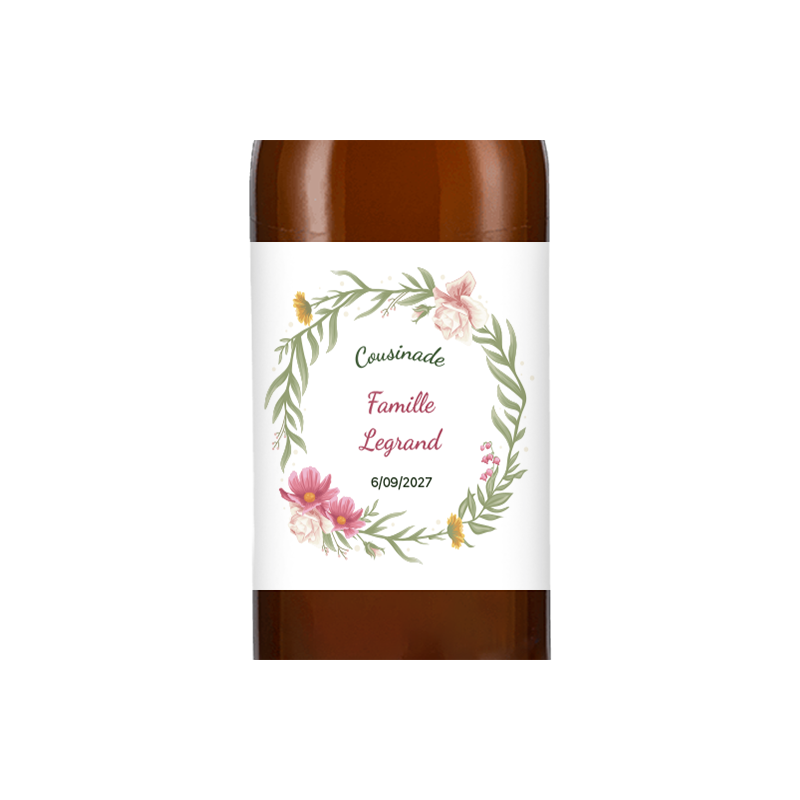 Bière personnalisée - Cousinade Couronne Florale | La French Mousse