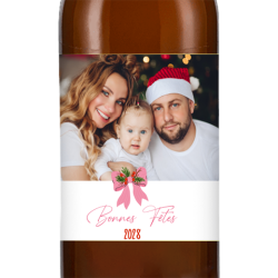 Bière personnalisée - Noël Nœud Rose | La French Mousse