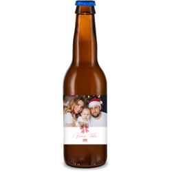 Bière personnalisée - Noël Nœud Rose | La French Mousse