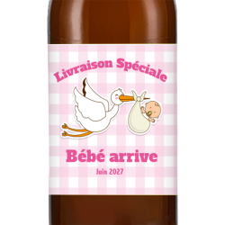 Bière personnalisée - Annonce Grossesse Cigogne Rose| La French Mousse