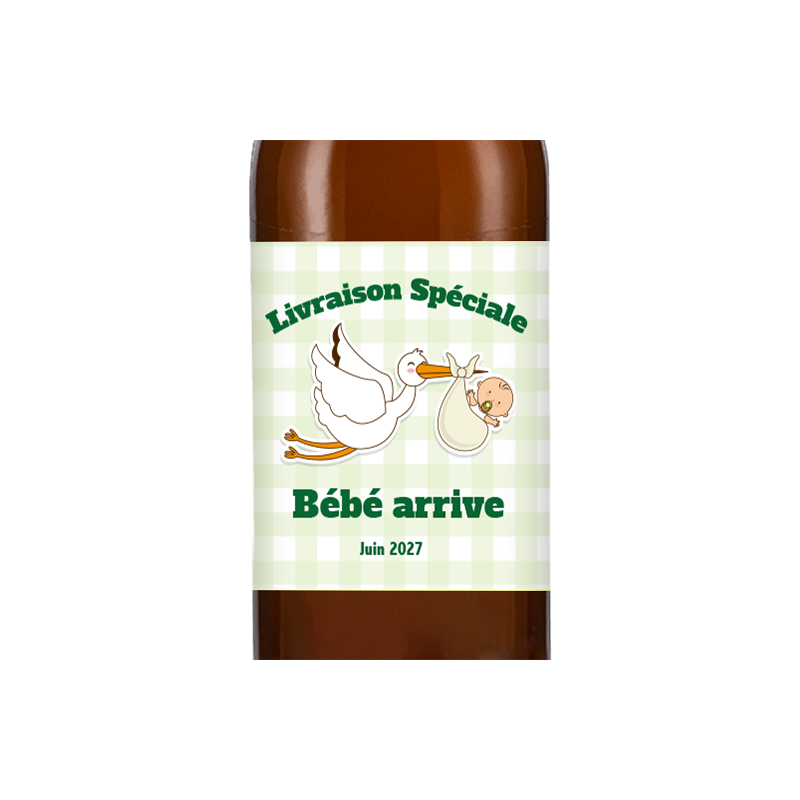 Bière personnalisée - Annonce Grossesse Cigogne Vert| La French Mousse