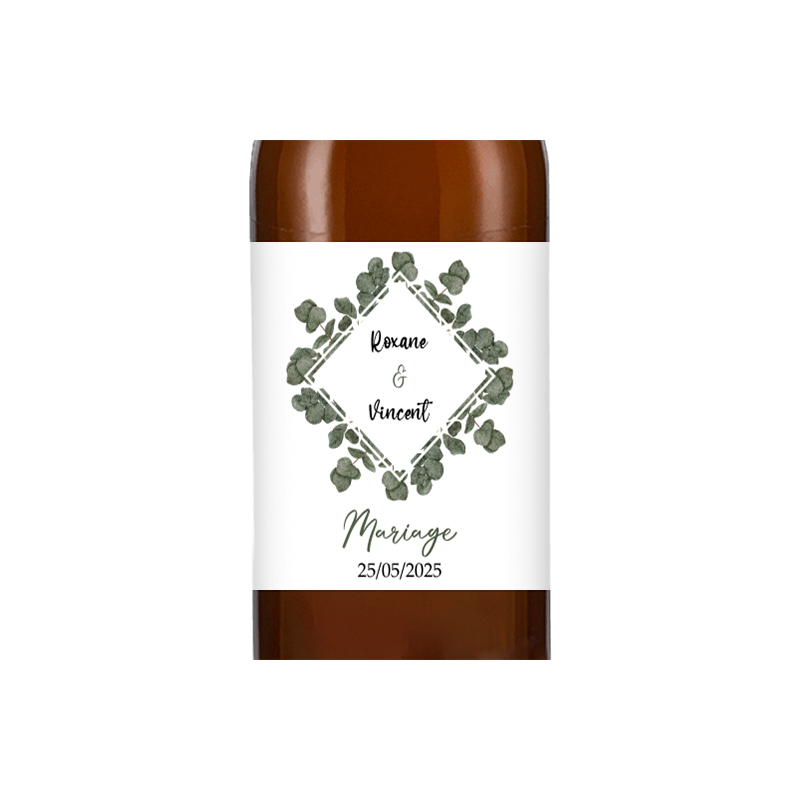 Bière personnalisée - Mariage cadre eucalyptus | La French Mousse