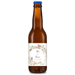 Bière personnalisée - Mariage champêtre roses | La French Mousse